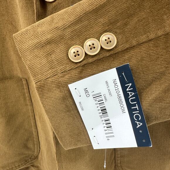 Nautica Corduroy Blazer Men M Brown Sport Coat Classic Fit Stretch Button Jacket - Picture 6 of 9